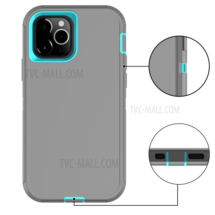 Shockproof Hybrid Mobile Case Phone Cover with Belt Clip Kickstand for Apple iPhone 12 5.4 inch - Grey / Sky Blue-3