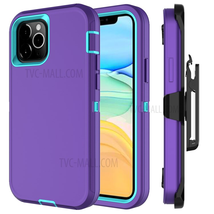 Shockproof Hybrid Mobile Case Phone Cover with Belt Clip Kickstand for Apple iPhone 12 5.4 inch - Light Purple / Sky Blue-1