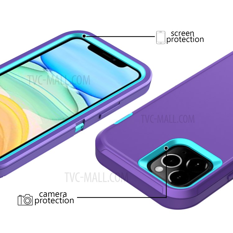 Shockproof Hybrid Mobile Case Phone Cover with Belt Clip Kickstand for Apple iPhone 12 5.4 inch - Light Purple / Sky Blue-2