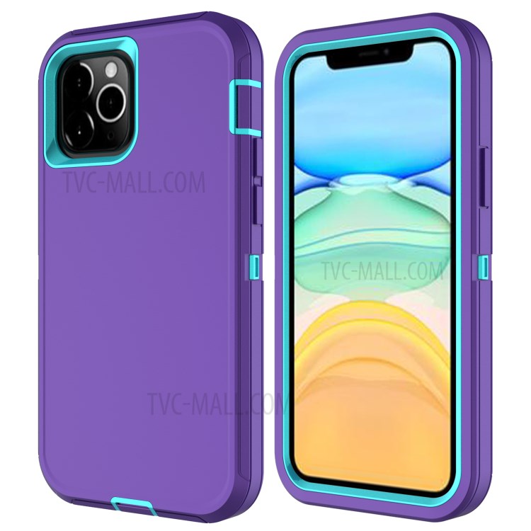 Shockproof Hybrid Mobile Case Phone Cover with Belt Clip Kickstand for Apple iPhone 12 5.4 inch - Light Purple / Sky Blue-5