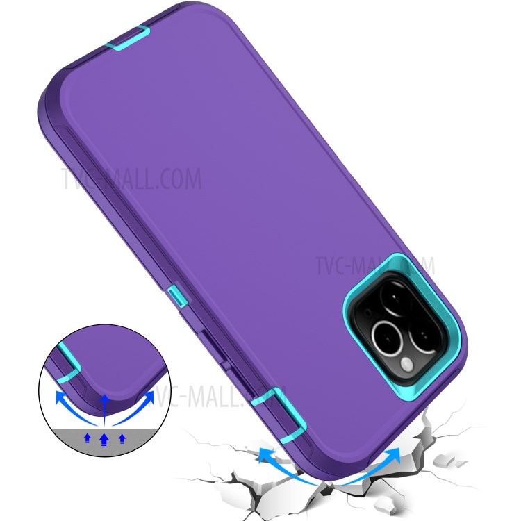 Shockproof Hybrid Mobile Case Phone Cover with Belt Clip Kickstand for Apple iPhone 12 5.4 inch - Light Purple / Sky Blue-6