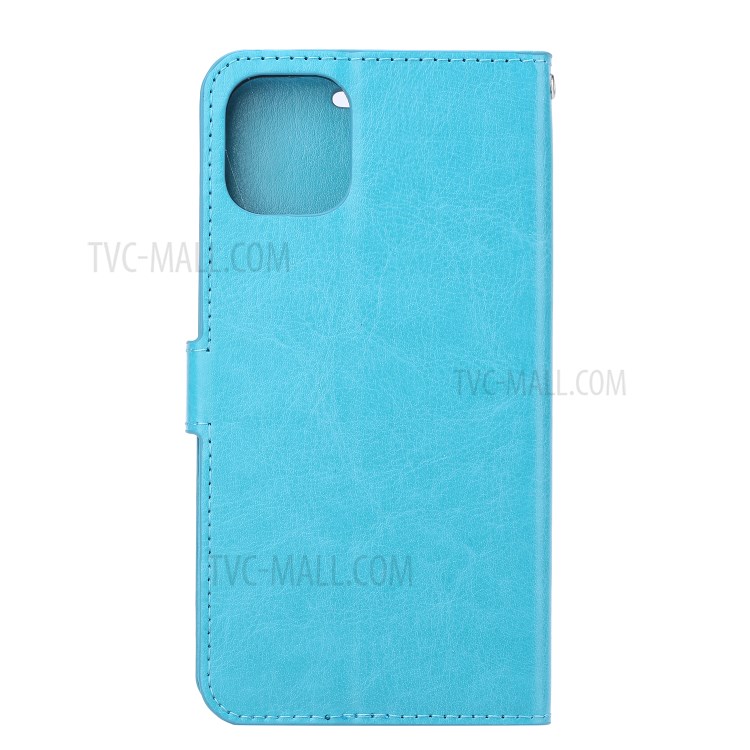 Crazy Horse Leather Wallet Case for iPhone 12 5.4-inch - Blue-3