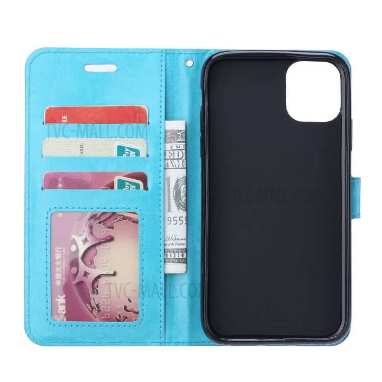 Crazy Horse Leather Wallet Case for iPhone 12 5.4-inch - Blue-4