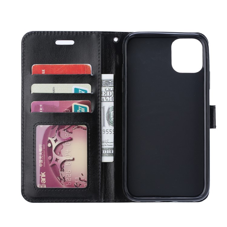 Crazy Horse Leather Stand Wallet Case for iPhone 12 Pro / iPhone 12 Max 6.1-inch - Black-4