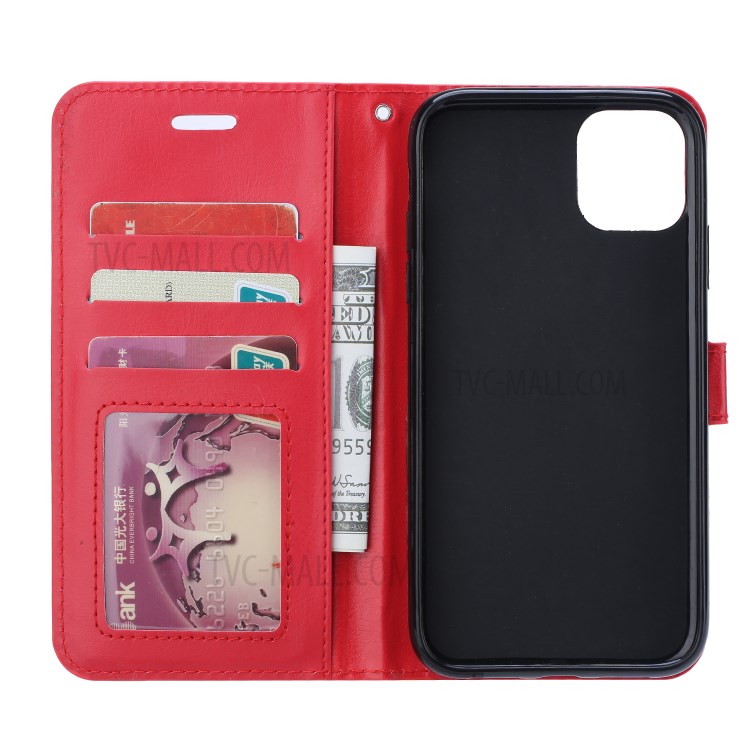 Crazy Horse Leather Stand Wallet Case for iPhone 12 Pro / iPhone 12 Max 6.1-inch - Red-4