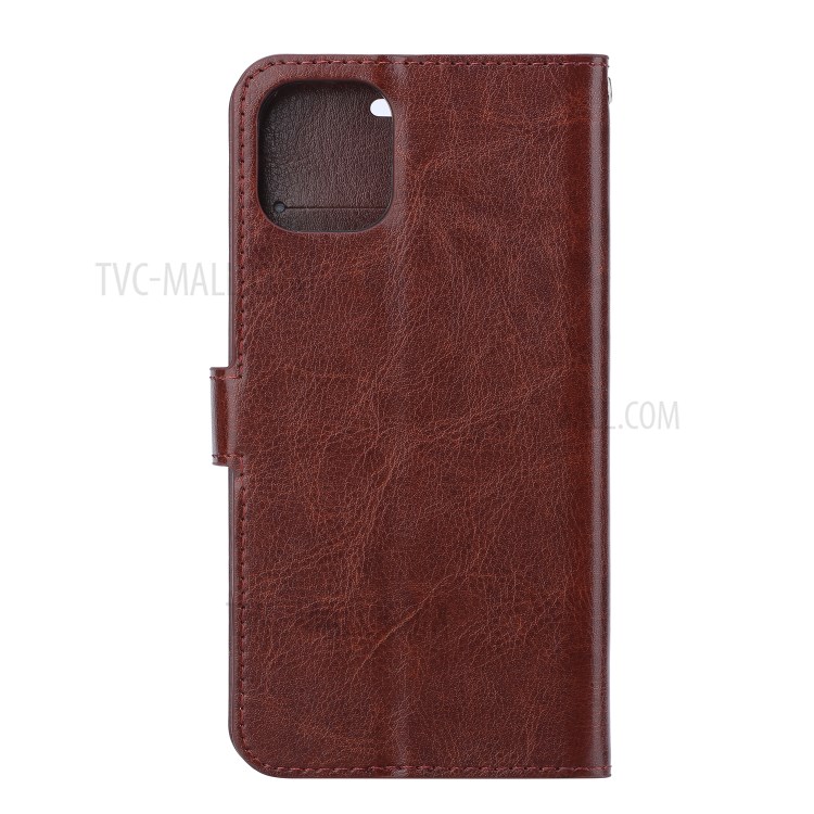 Crazy Horse Leather Stand Wallet Case for iPhone 12 Pro / iPhone 12 Max 6.1-inch - Brown-3