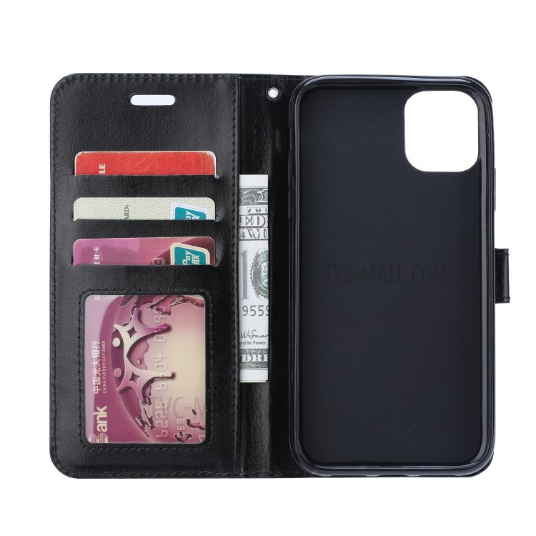 Crazy Horse Leather Wallet Stand Cover Case for iPhone 12 Pro Max 6.7-inch - Black-4