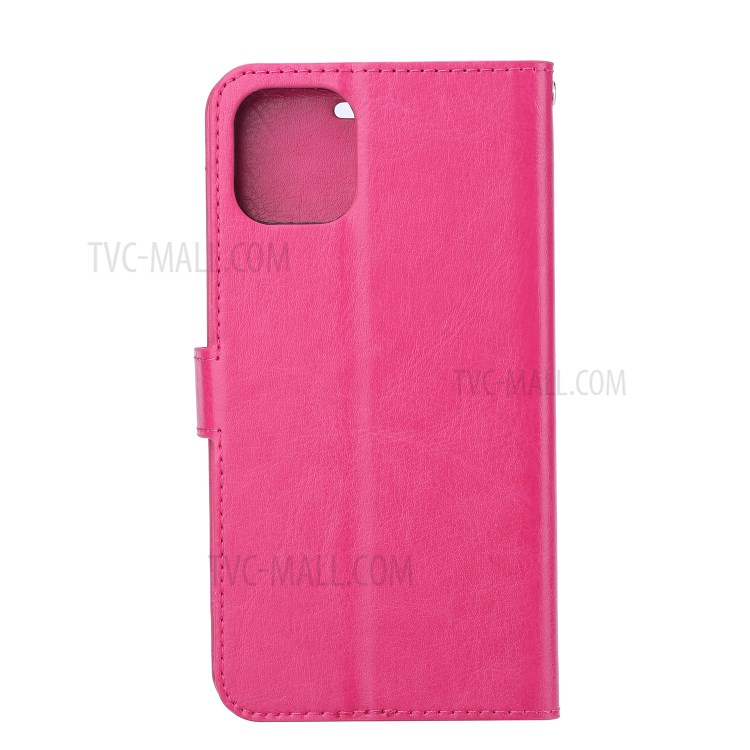 Crazy Horse Leather Wallet Stand Cover Case for iPhone 12 Pro Max 6.7-inch - Rose-3