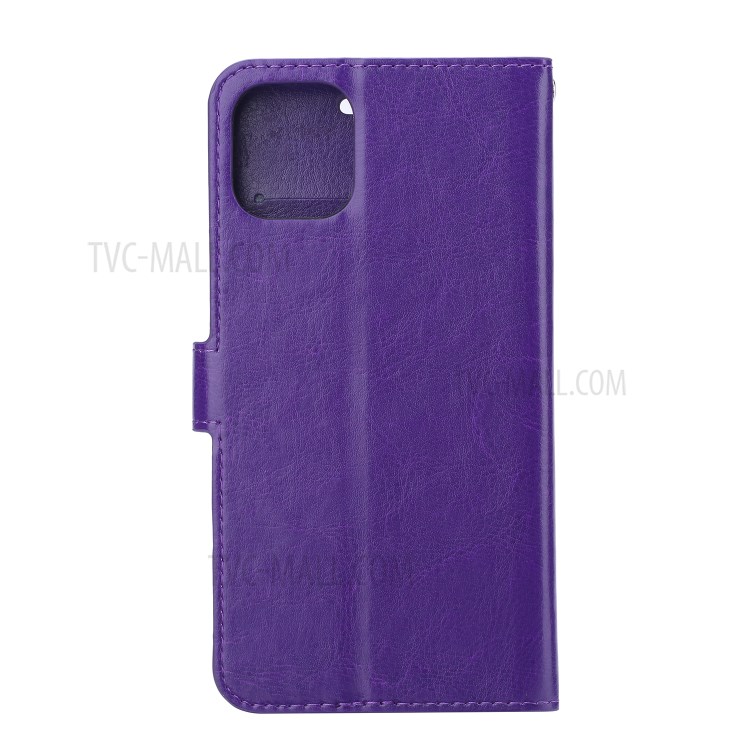 Crazy Horse Leather Wallet Stand Cover Case for iPhone 12 Pro Max 6.7-inch - Purple-3