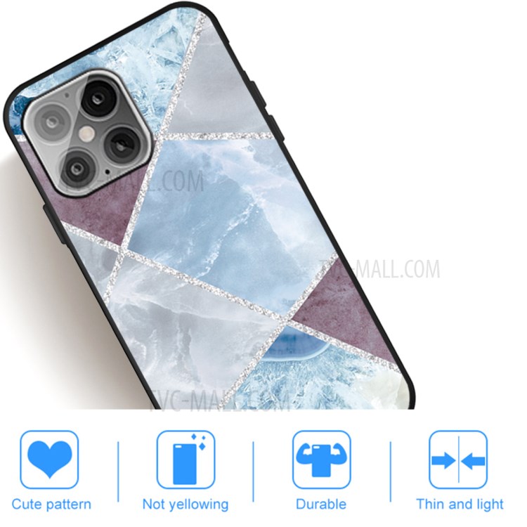 Matte Black TPU Unique Marble Skin Stylish Shell for iPhone 12 mini - Frame Mixture-5