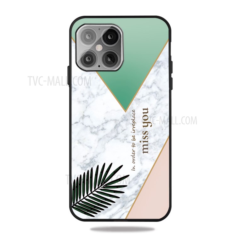 Matte Black TPU Unique Marble Skin Stylish Shell for iPhone 12 5.4 inch - Leaf-1
