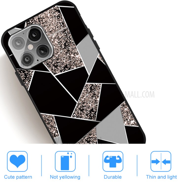Matte Black TPU Unique Marble Skin Stylish Shell for iPhone 12 5.4 inch - Black/Grey/Gold-5
