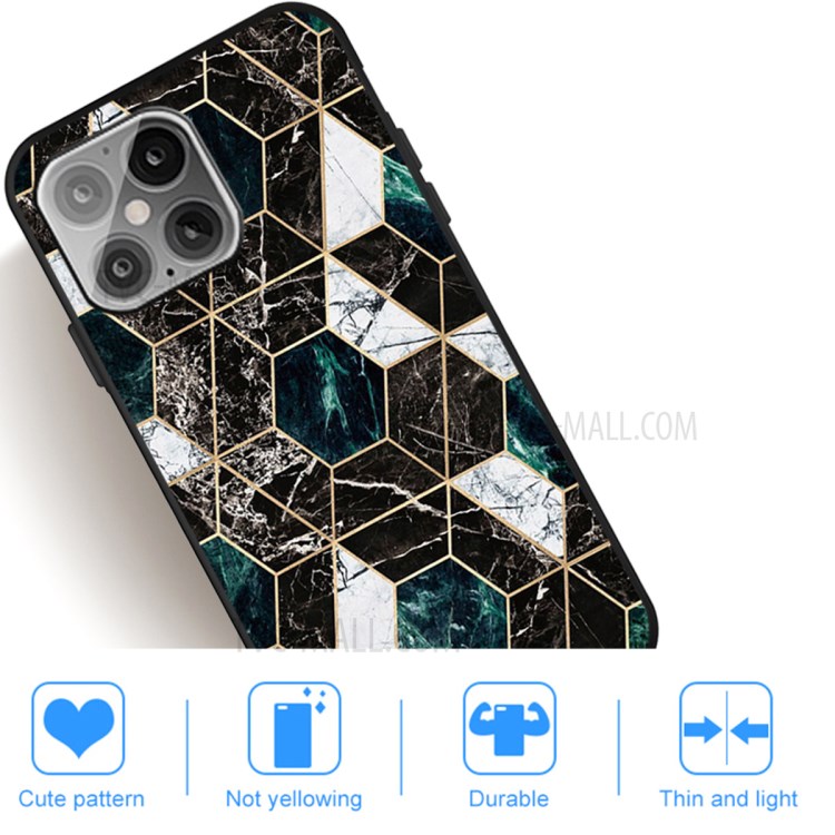 Matte Black TPU Unique Marble Skin Stylish Shell for iPhone 12 5.4 inch - Green/Black/White-5