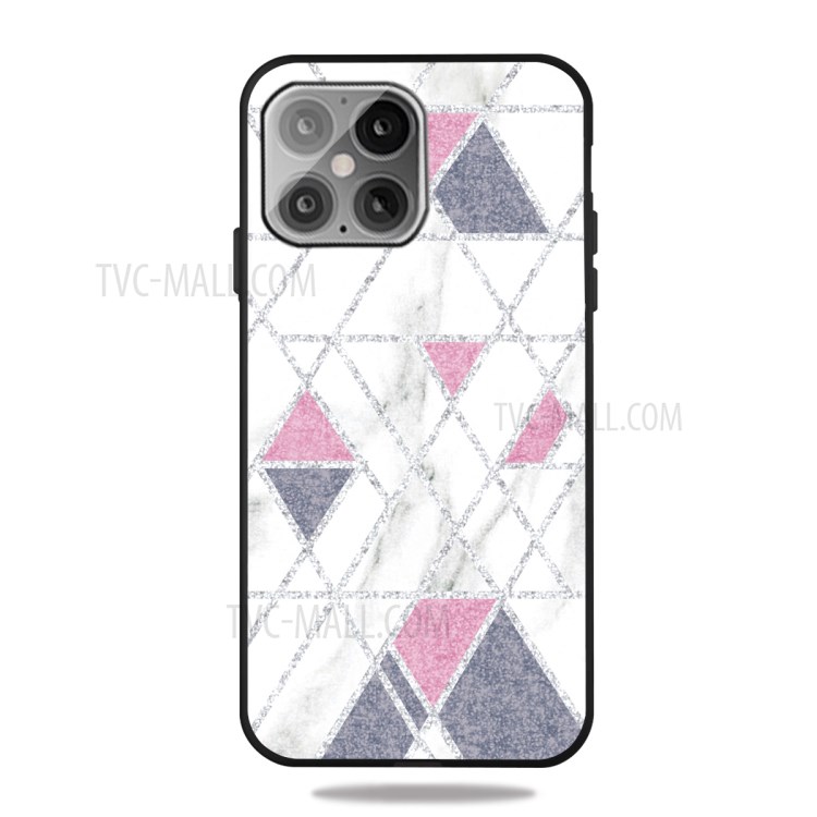Matte Black TPU Unique Marble Skin Shell for iPhone 12 Max/12 Pro 6.1 inch - White/Grey/Pink-1