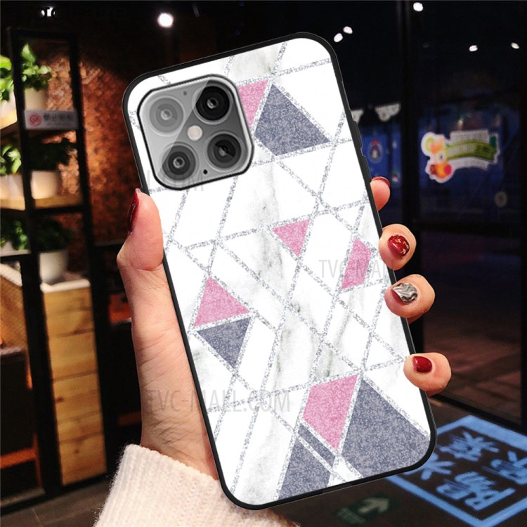 Matte Black TPU Unique Marble Skin Shell for iPhone 12 Max/12 Pro 6.1 inch - White/Grey/Pink-4
