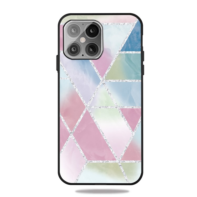 Matte Black TPU Unique Marble Skin Shell for iPhone 12 Max/12 Pro 6.1 inch - Colorful-1