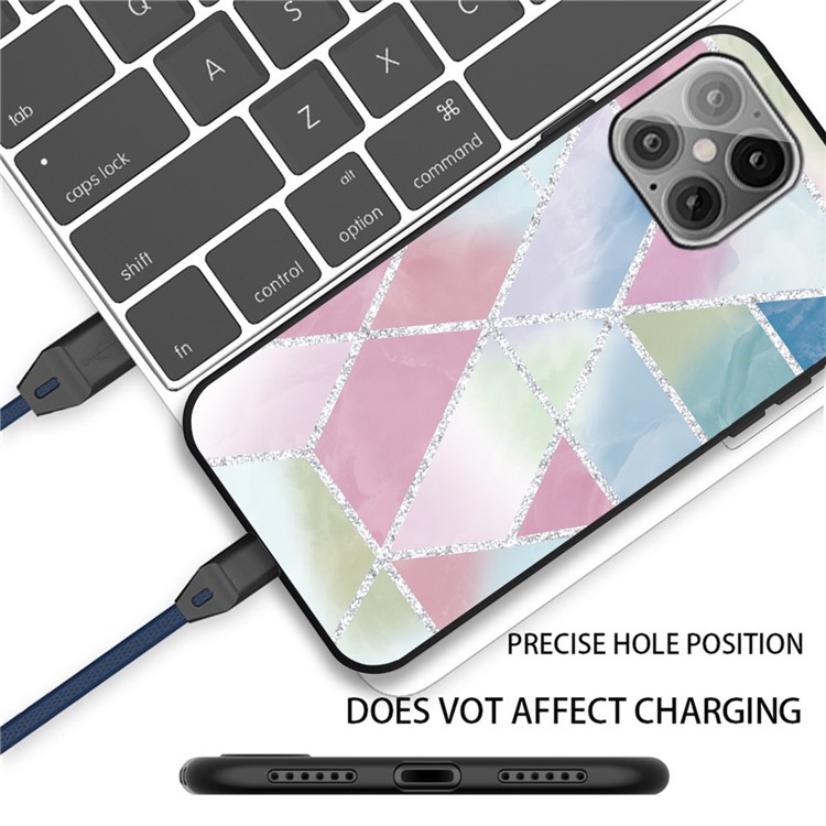 Matte Black TPU Unique Marble Skin Shell for iPhone 12 Max/12 Pro 6.1 inch - Colorful-2