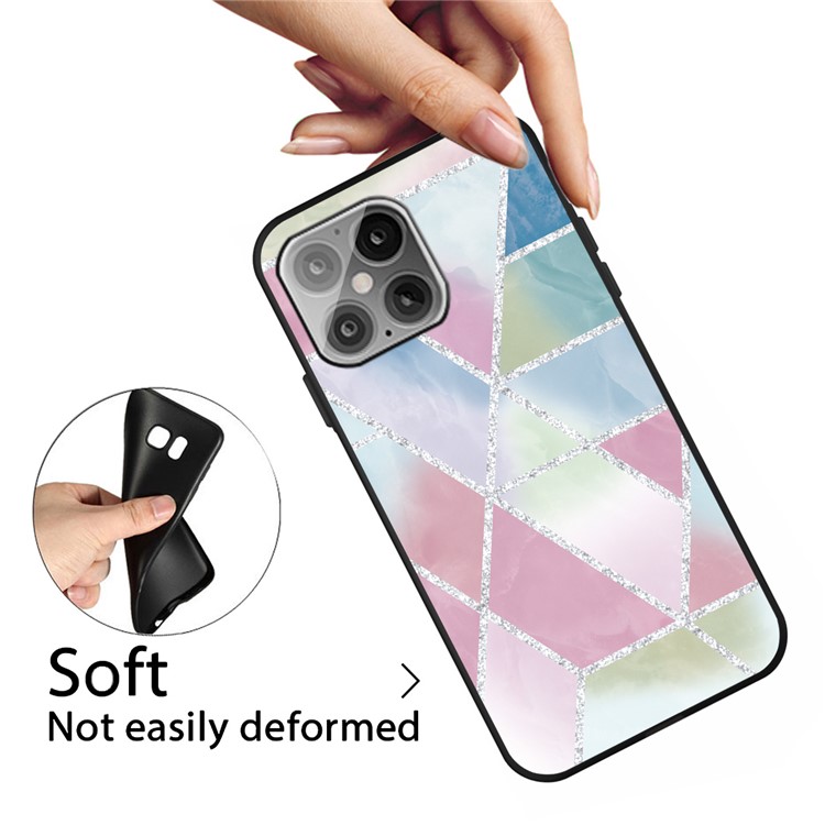 Matte Black TPU Unique Marble Skin Shell for iPhone 12 Max/12 Pro 6.1 inch - Colorful-3