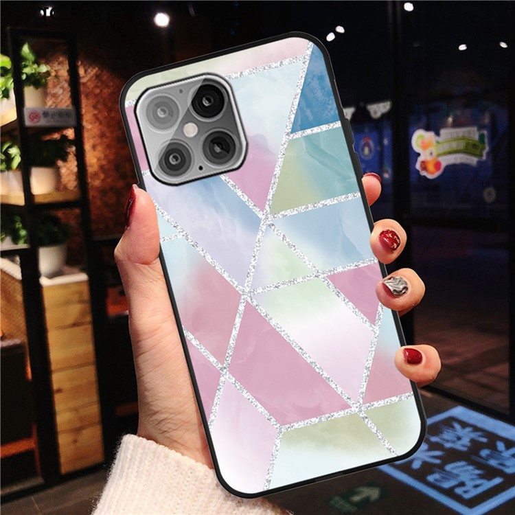 Matte Black TPU Unique Marble Skin Shell for iPhone 12 Max/12 Pro 6.1 inch - Colorful-4