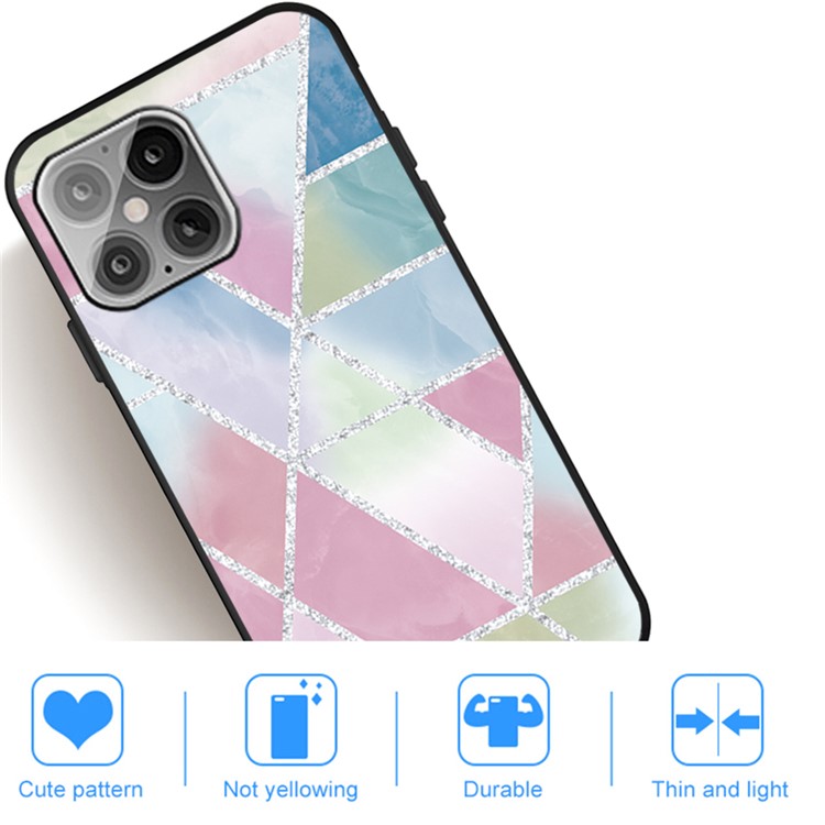 Matte Black TPU Unique Marble Skin Shell for iPhone 12 Max/12 Pro 6.1 inch - Colorful-5
