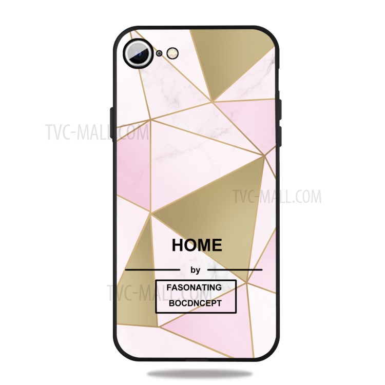 Mat Enveloppe De Surface De Marbre Noir TPU Pour Iphone Soi (2ème Génération) / 8/7 4,7 Pouce - Rose / Triangle D'or-1