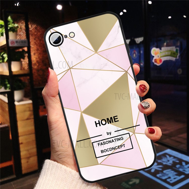 Mat Enveloppe De Surface De Marbre Noir TPU Pour Iphone Soi (2ème Génération) / 8/7 4,7 Pouce - Rose / Triangle D'or-4