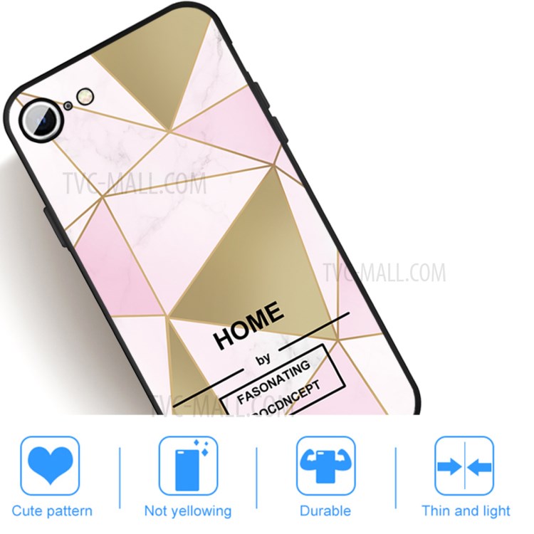 Mat Enveloppe De Surface De Marbre Noir TPU Pour Iphone Soi (2ème Génération) / 8/7 4,7 Pouce - Rose / Triangle D'or-5