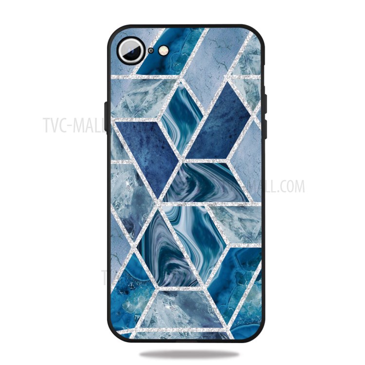 Matte Black TPU Marble Surface Shell for iPhone SE (2nd Generation)/8/7 4.7 inch - Blue-1