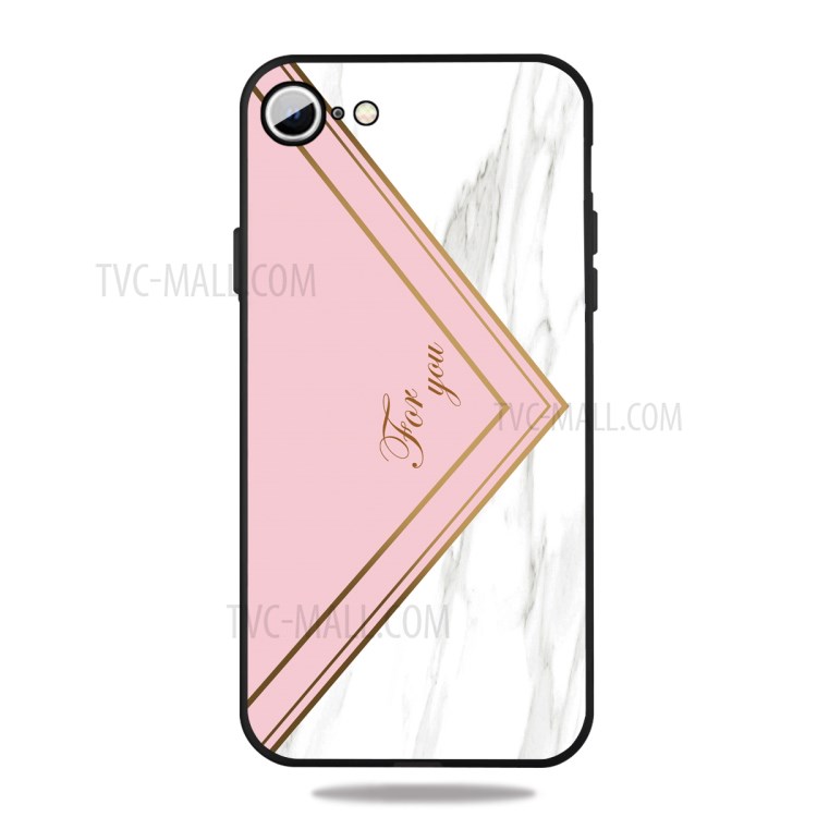 Matte Black TPU Marble Surface Shell for iPhone SE (2nd Generation)/8/7 4.7 inch - Pink/White-1