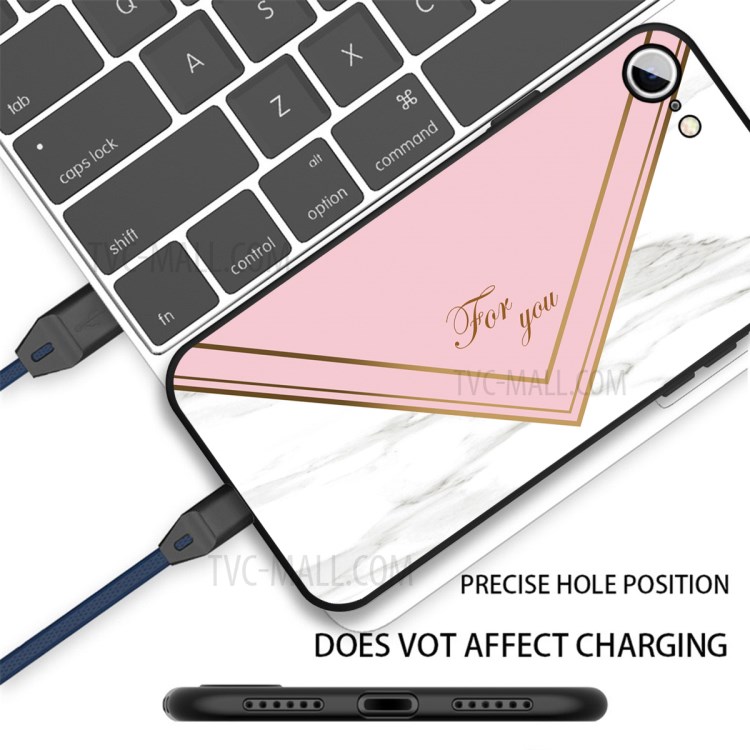 Matte Black TPU Marble Surface Shell for iPhone SE (2nd Generation)/8/7 4.7 inch - Pink/White-2