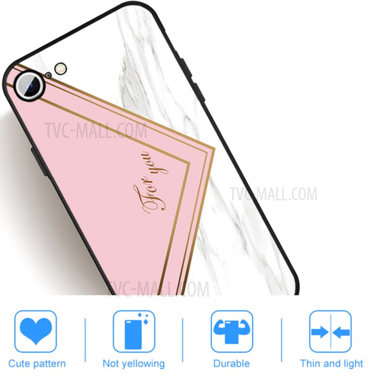 Matte Black TPU Marble Surface Shell for iPhone SE (2nd Generation)/8/7 4.7 inch - Pink/White-5