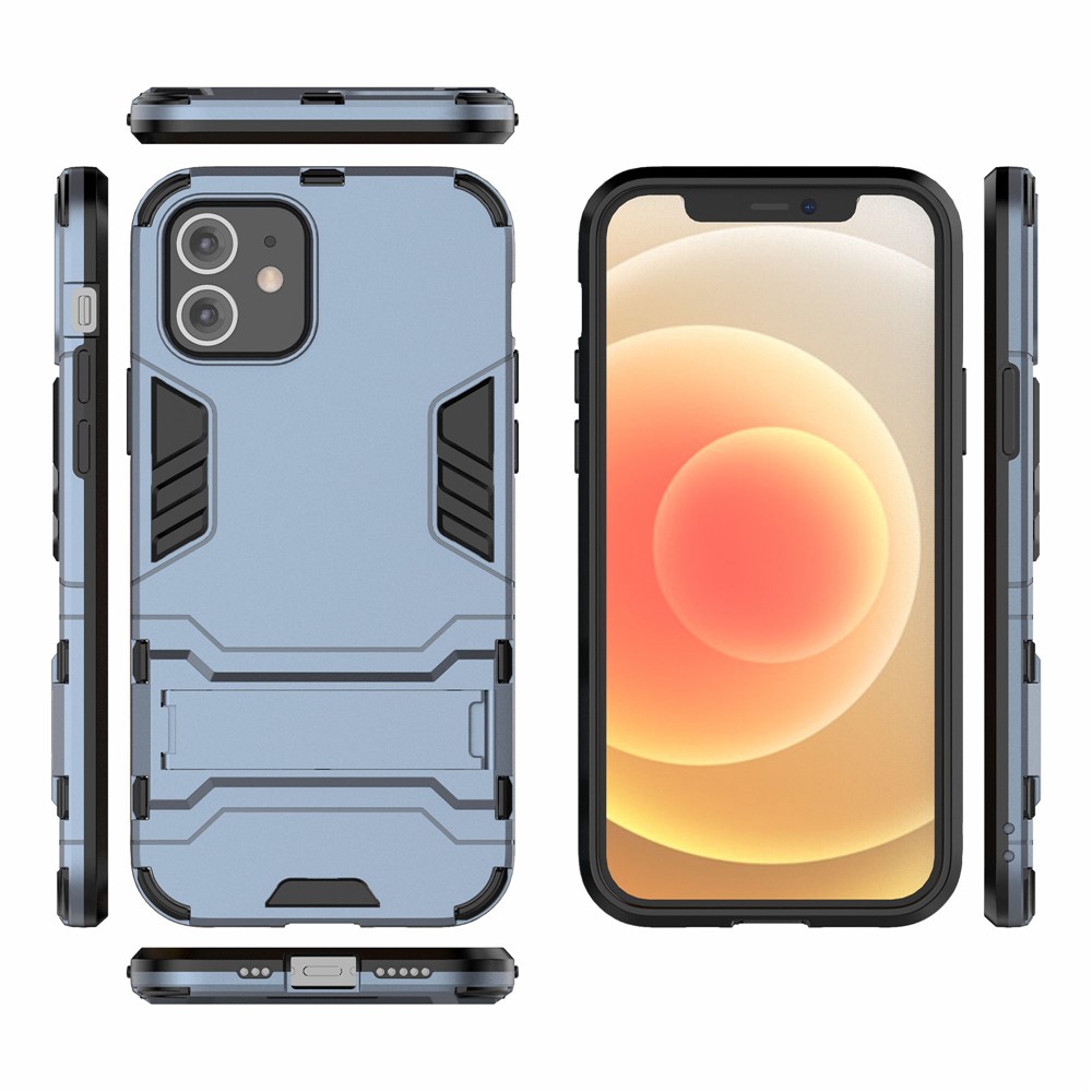Пластик + ТП Случае С Гибридной Подножкой Панелью Телефона Для Iphone 12 Макс 6,1 Дюйма / 12 Pro 6,1 Дюйма - Синий-4
