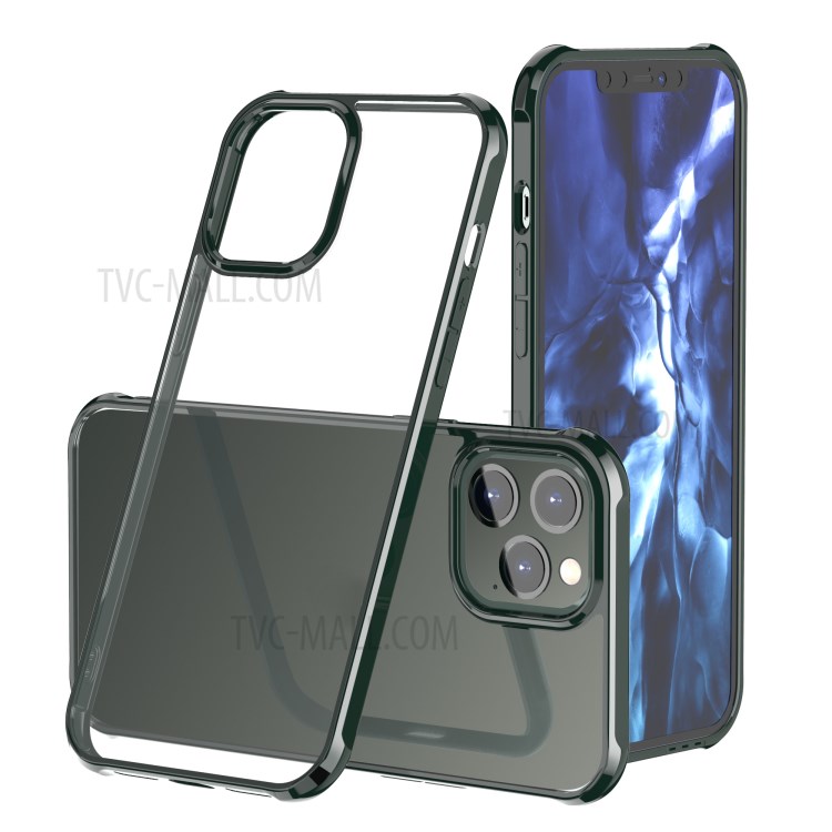 LEEU DESIGN Airbag Anti-falling Transparent Acrylic Cover for iPhone 12 Pro 6.1 inch - Green-1