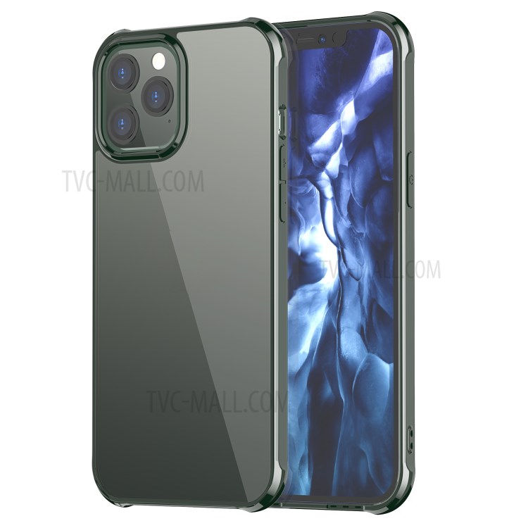 LEEU DESIGN Airbag Anti-falling Transparent Acrylic Cover for iPhone 12 Pro 6.1 inch - Green-10