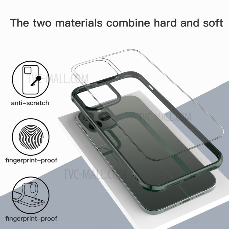 LEEU DESIGN Airbag Anti-falling Transparent Acrylic Cover for iPhone 12 Pro 6.1 inch - Green-6