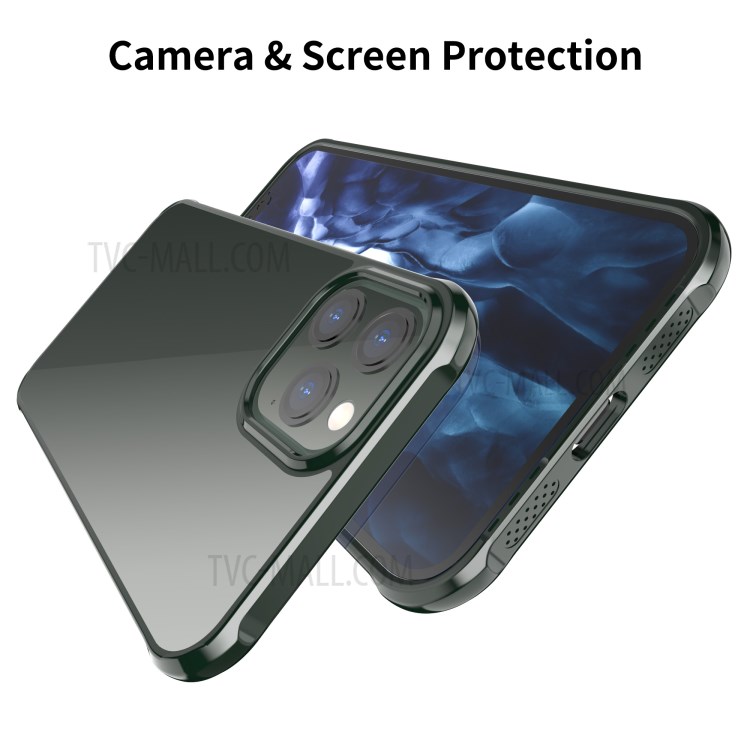 LEEU DESIGN Airbag Anti-falling Transparent Acrylic Cover for iPhone 12 Pro 6.1 inch - Green-8