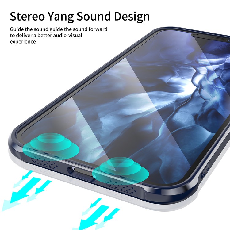 LEEU DESIGN Transparent Acrylic Airbag Anti-falling Cover for iPhone 12 Pro Max 6.7 inch - Blue-10