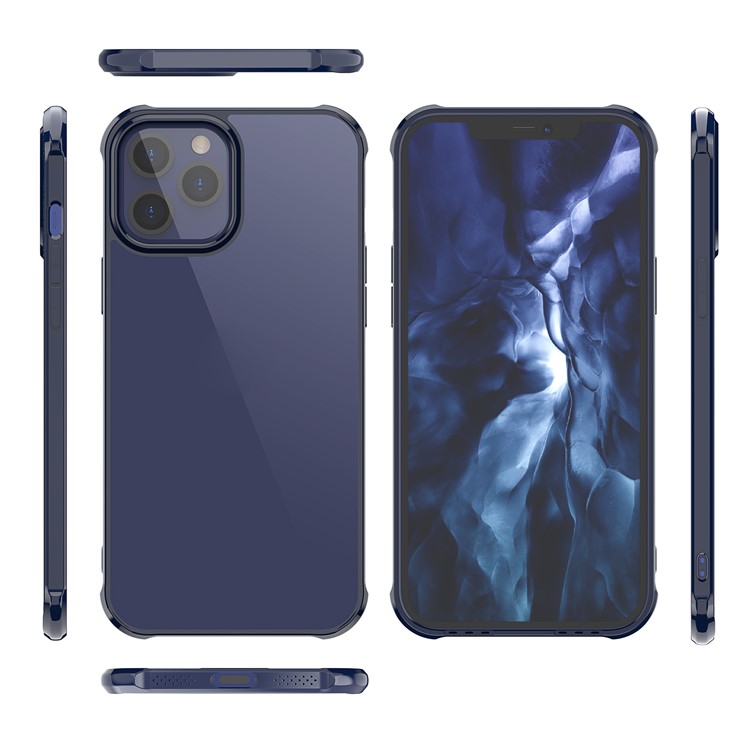 LEEU DESIGN Transparent Acrylic Airbag Anti-falling Cover for iPhone 12 Pro Max 6.7 inch - Blue-4