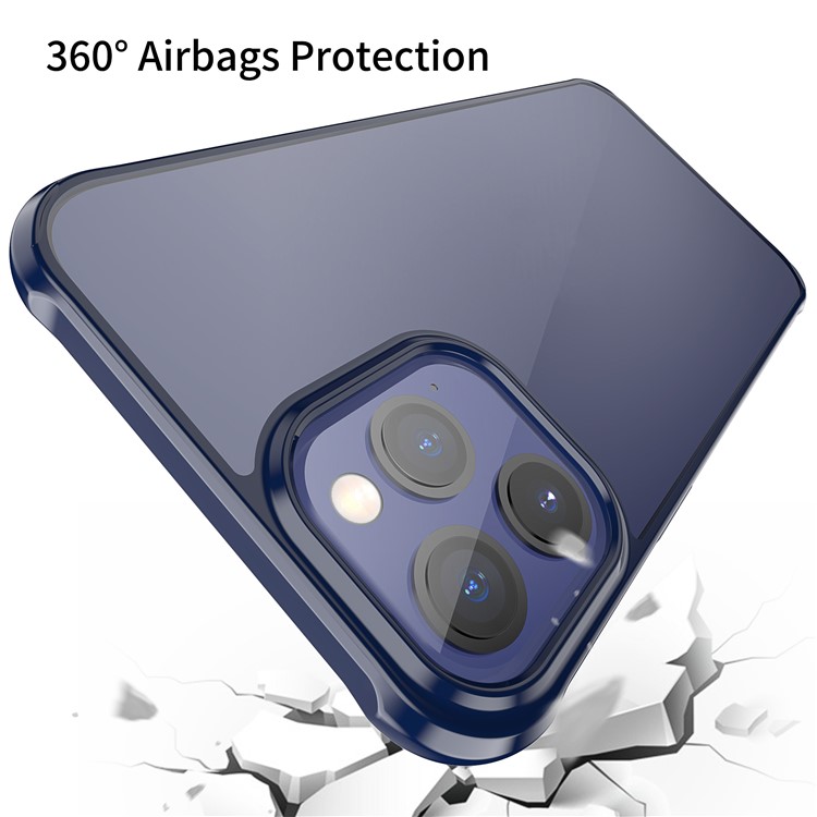 LEEU DESIGN Transparent Acrylic Airbag Anti-falling Cover for iPhone 12 Pro Max 6.7 inch - Blue-5