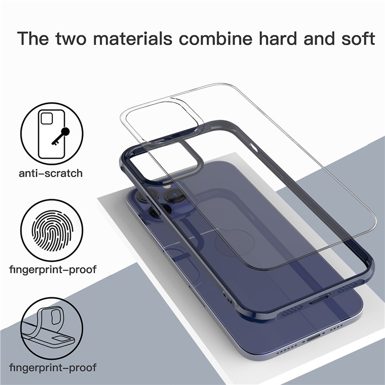 LEEU DESIGN Transparent Acrylic Airbag Anti-falling Cover for iPhone 12 Pro Max 6.7 inch - Blue-6