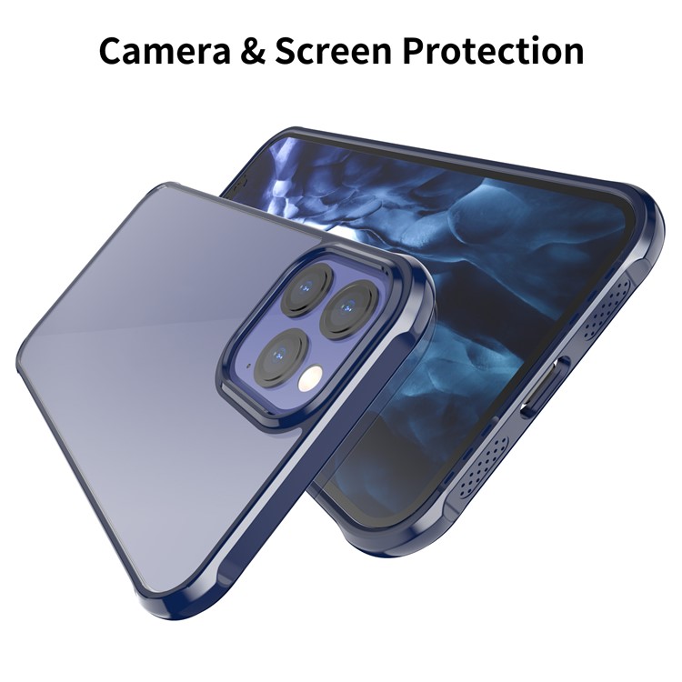 LEEU DESIGN Transparent Acrylic Airbag Anti-falling Cover for iPhone 12 Pro Max 6.7 inch - Blue-7