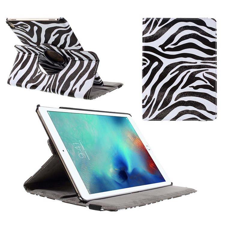 360 Rotation Stand Leather Case for iPad Pro 9.7 inch - Zebra Pattern-1