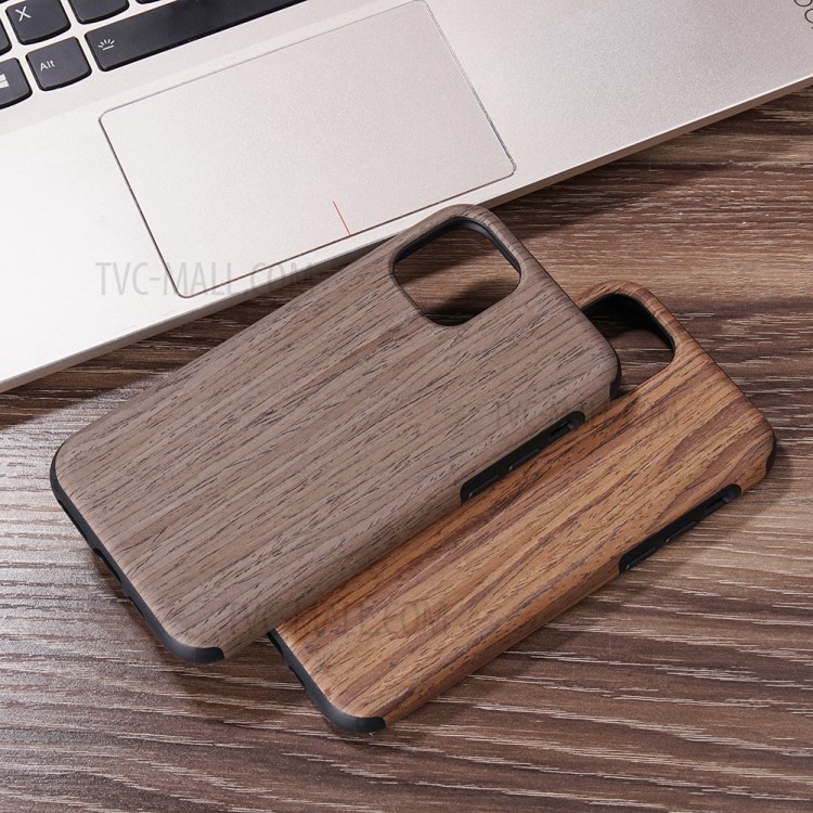 Wood Texture PU Leather Coated Flexible TPU Phone Cover for iPhone 12 Pro Max 6.7 inch - Khaki-10