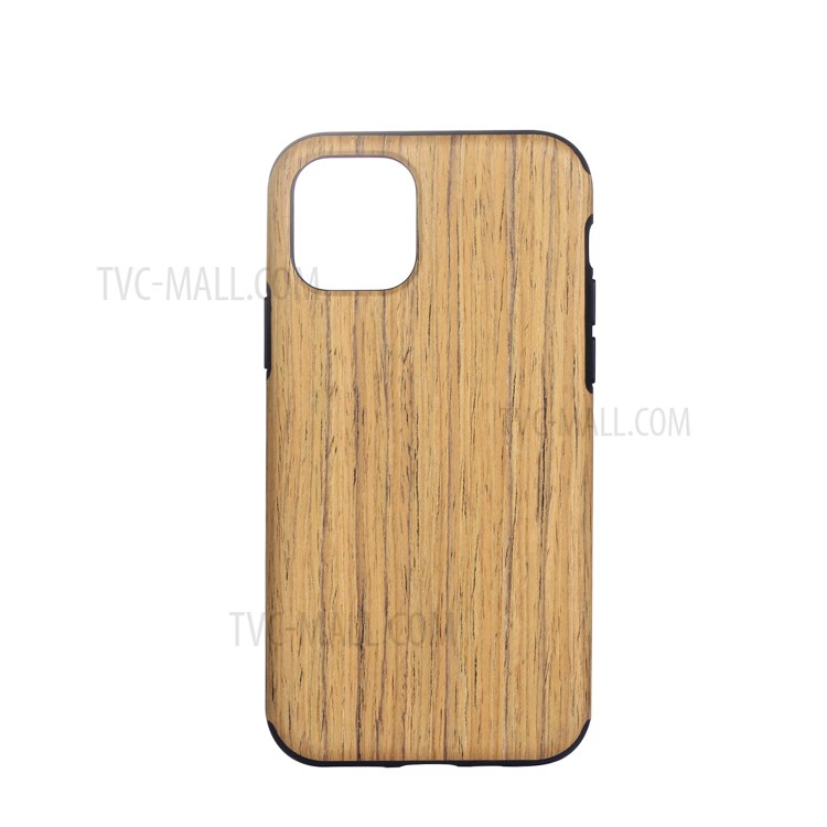 Wood Texture PU Leather Coated Flexible TPU Phone Cover for iPhone 12 Pro Max 6.7 inch - Khaki-2