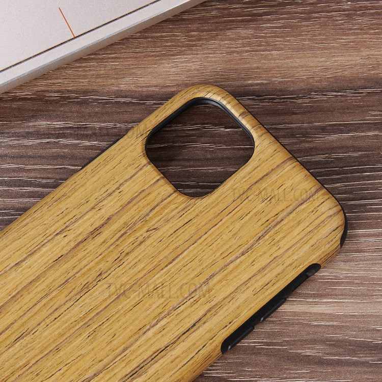 Wood Texture PU Leather Coated Flexible TPU Phone Cover for iPhone 12 Pro Max 6.7 inch - Khaki-6