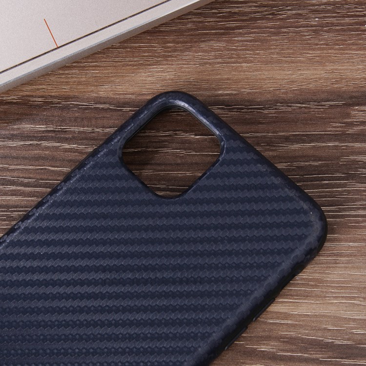 Carbon Fiber Texture PU Leather Coated Flexible TPU Phone Case for iPhone 12 Pro/12 Max 6.1 inch - Blue-4