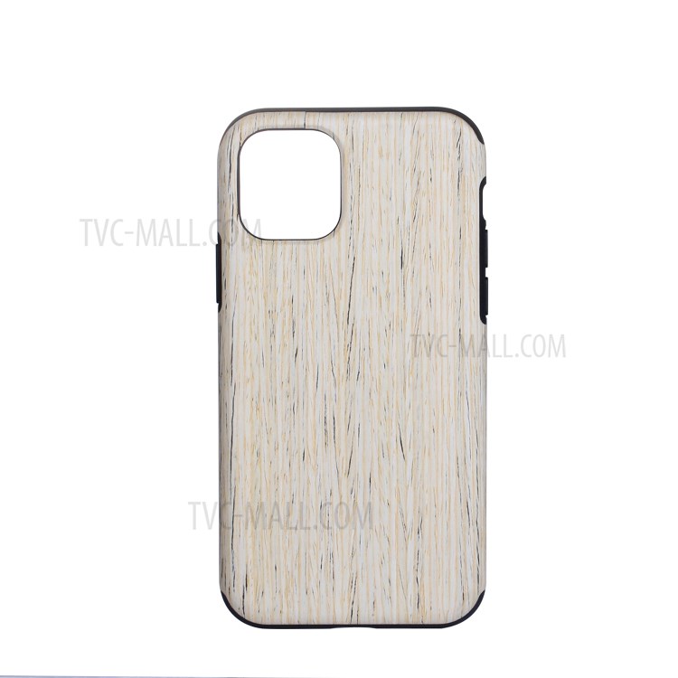 Wood Texture PU Leather Coated Flexible TPU Phone Shell for iPhone 12 mini - White-3