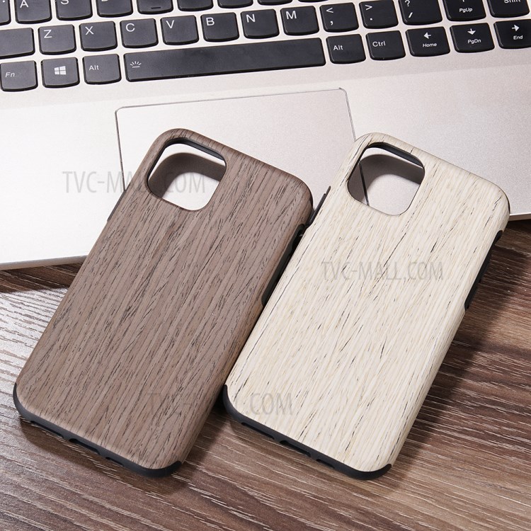 Wood Texture PU Leather Coated Flexible TPU Phone Case for iPhone 12 Pro/12 Max 6.1 inch - Khaki-9