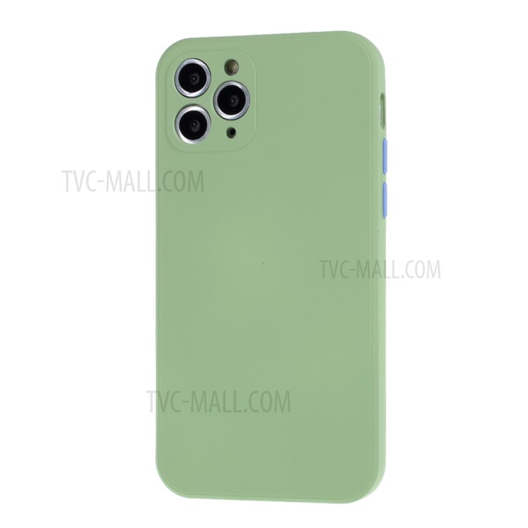 Contrast Color Button TPU Case with Soft Lint Inner for iPhone 11 Pro 5.8 inch - Light Green-2