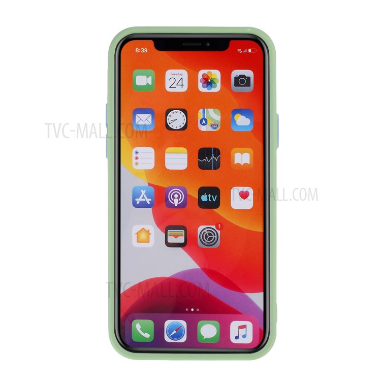 Contrast Color Button TPU Case with Soft Lint Inner for iPhone 11 Pro 5.8 inch - Light Green-3
